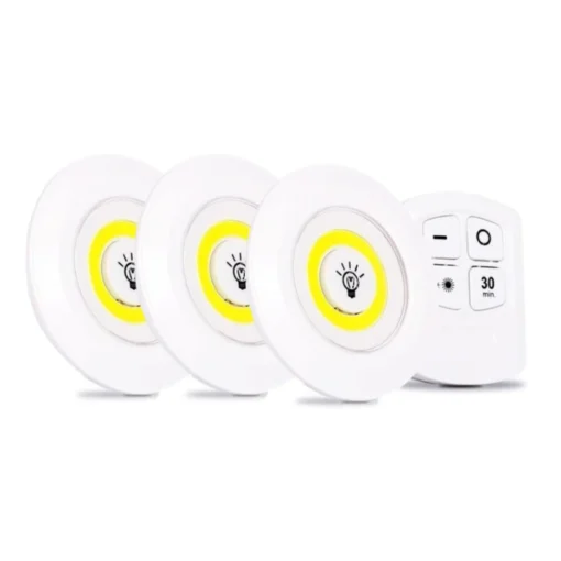 3 Spots LED Sans Fil avec Télécommande