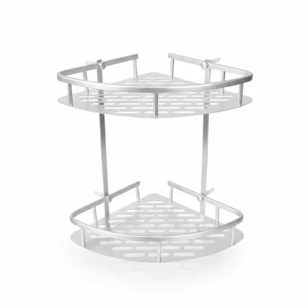 Étagère d’Angle Murale de Douche – 2 Niveaux en Aluminium